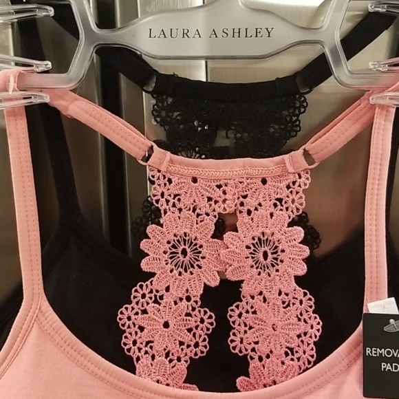 💕LAURA ASHLEY💕 Lace Back Bralettes (2 Pack) Pink & Black Small S NWT - Picture 7 of 12